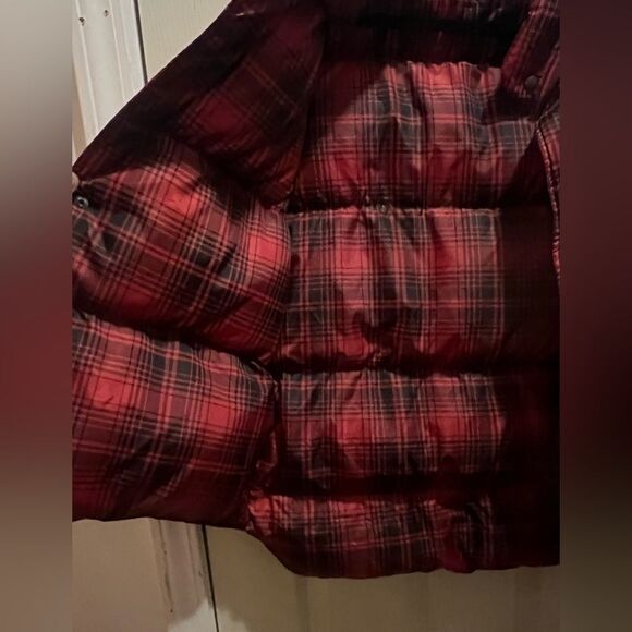 Vintage LL BEAN Red/Black Plaid Goose Down Packable Puffer - Picture 6 of 9
